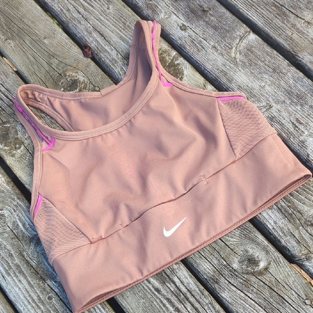 Nike Women's Sports Bra - Brown and Pink